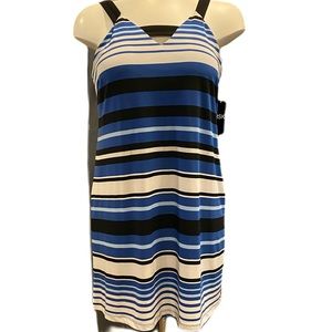 Blue/White/Black Striped Shift Dress